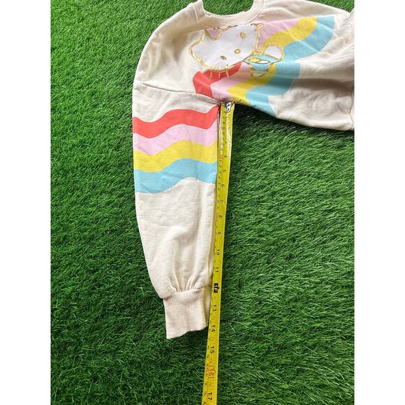 Hello Kitty Sanrio Rainbow Wave Crewneck Sweatshirt Girls L 10-12 Pastel Retro - Picture 9 of 10